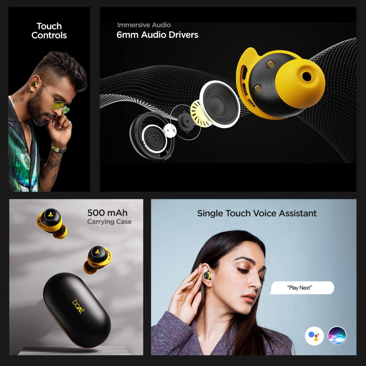 boAt Airdopes 441 True Wireless in Ear Earbuds (Bumblebee Yellow) - Image 6