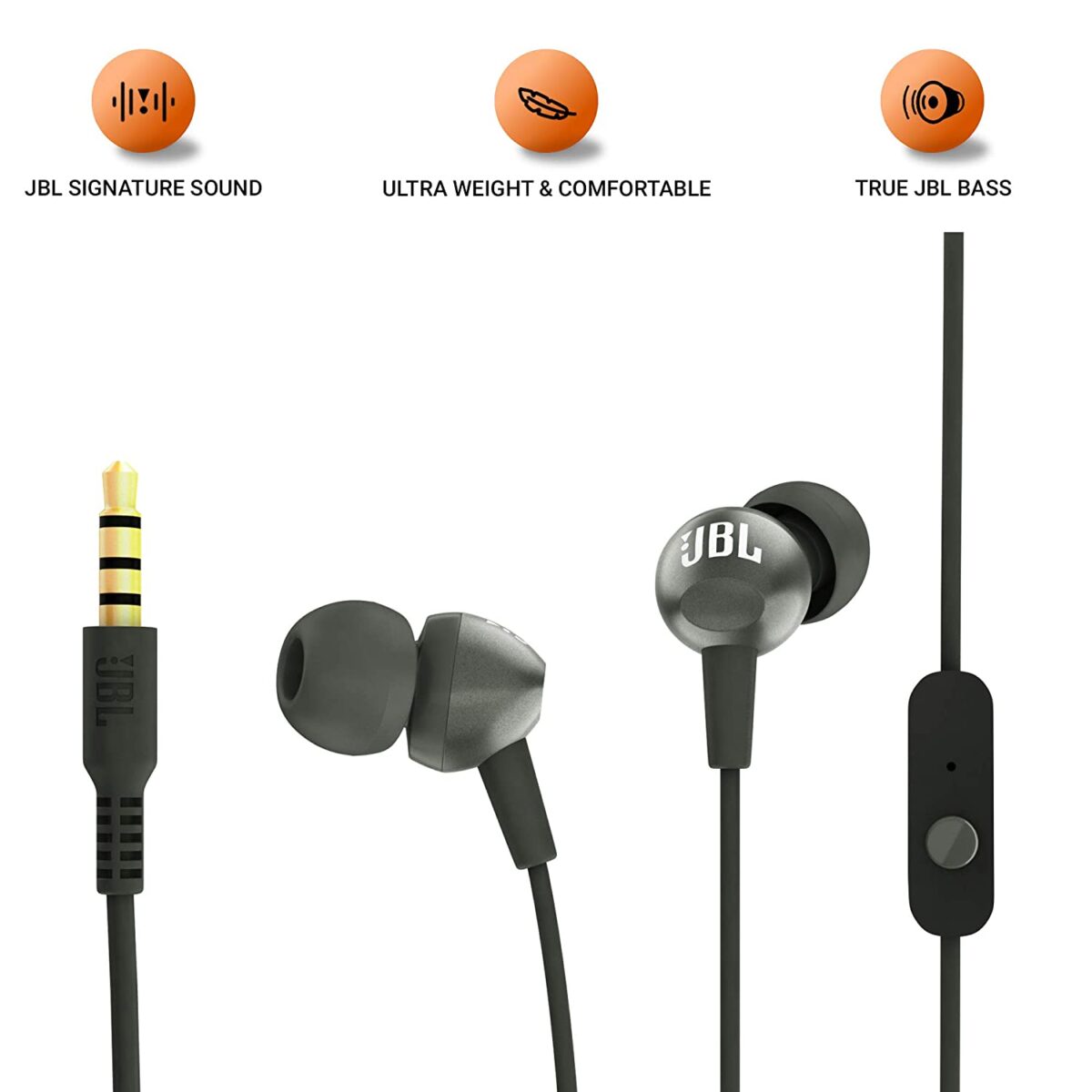 JBL C200SI in-Ear Premium Headphones with Mic (Gun Metal) - Image 4