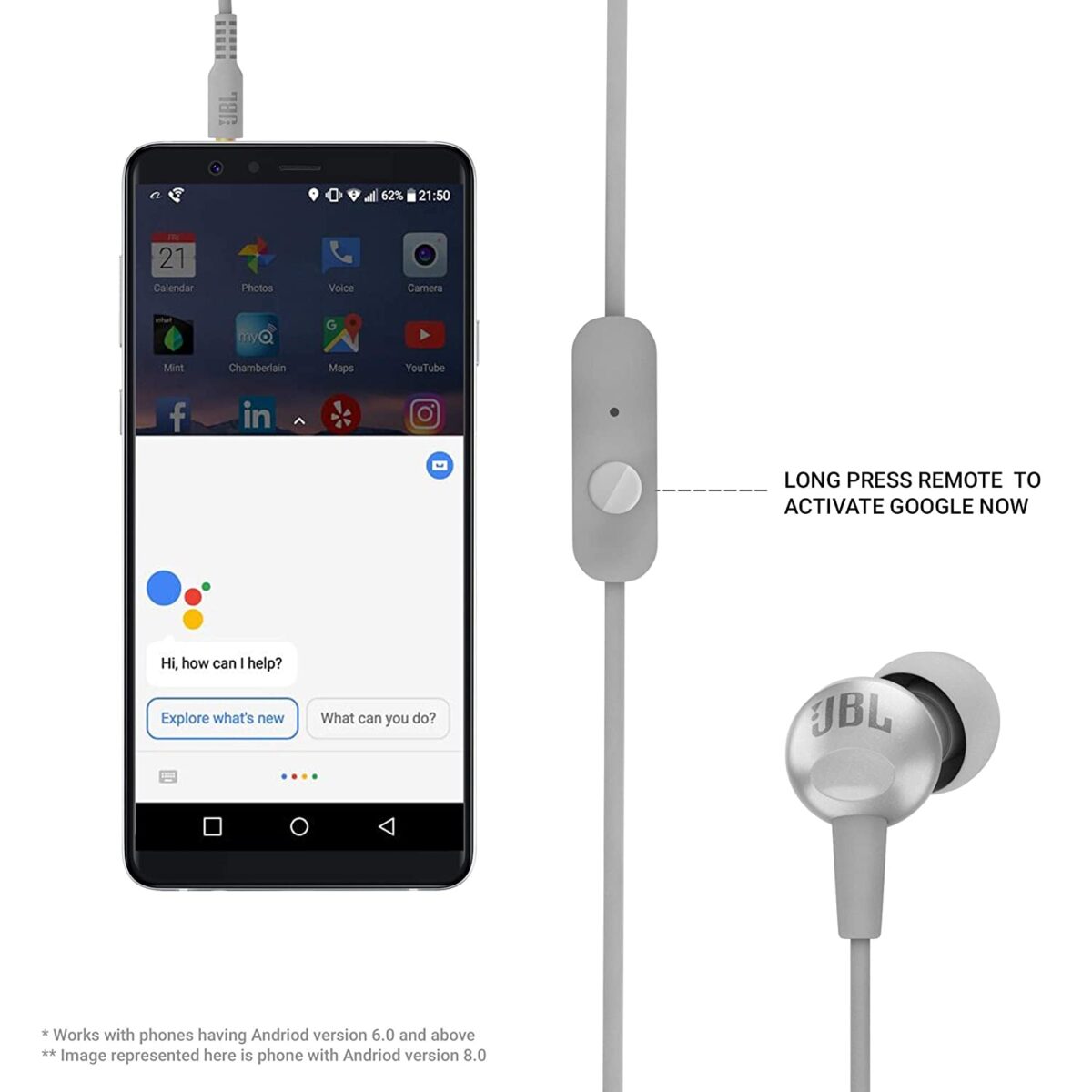 JBL C200SI in-Ear Premium Headphones with Mic (Ice Gray) - Image 2