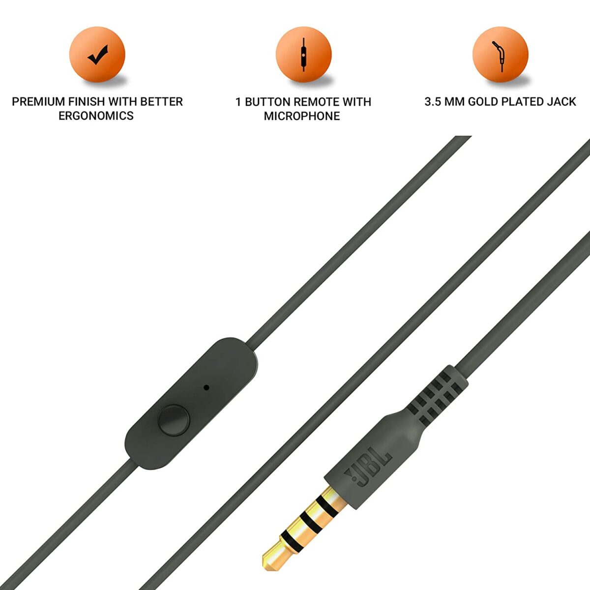 JBL C200SI in-Ear Premium Headphones with Mic (Gun Metal) - Image 3