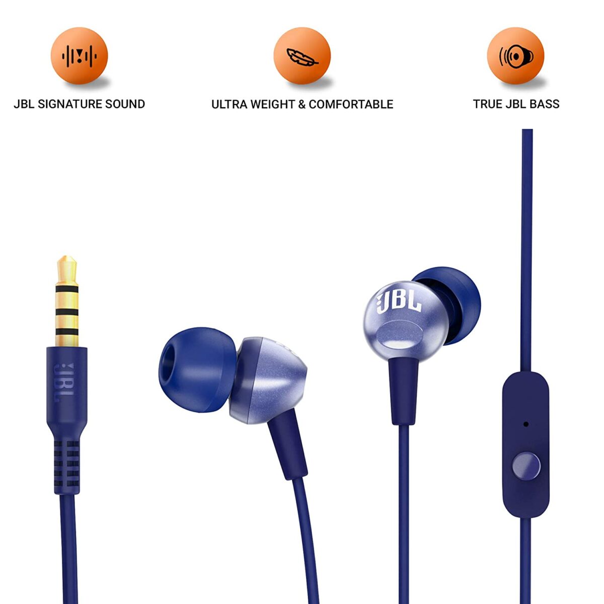 JBL C200SI  in-Ear Premium Headphones with Mic (Mystic Blue) - Image 2
