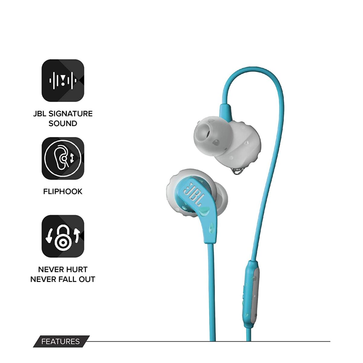 JBL Endurance Run Wired in Ear Earphones (Blue, Teal) - Image 5