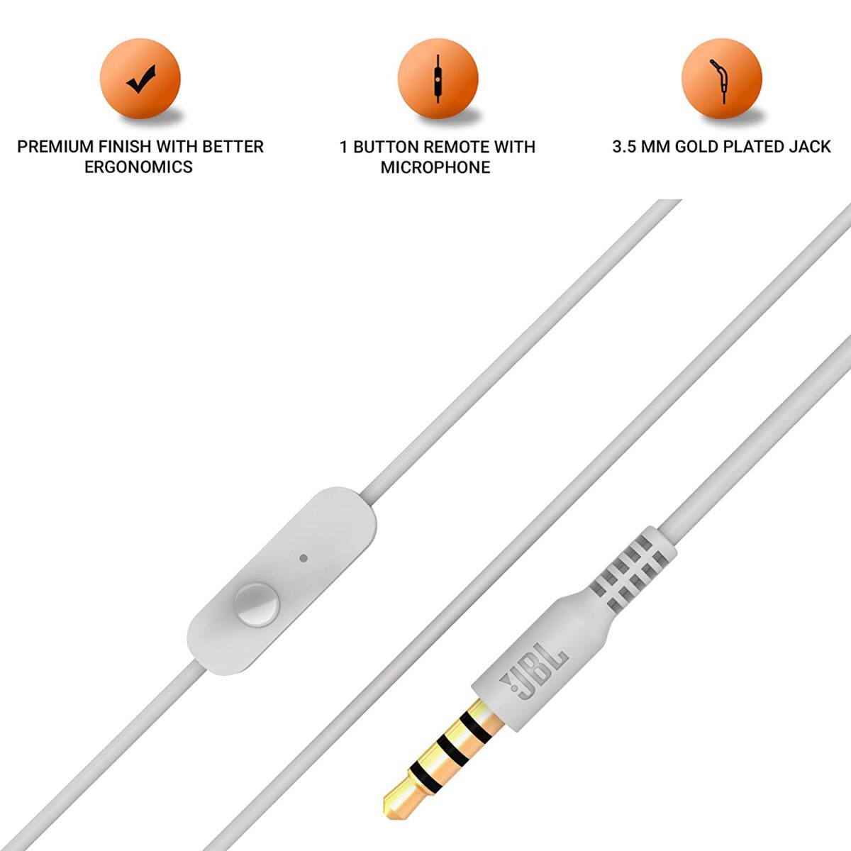 JBL C200SI in-Ear Premium Headphones with Mic (Ice Gray) - Image 3