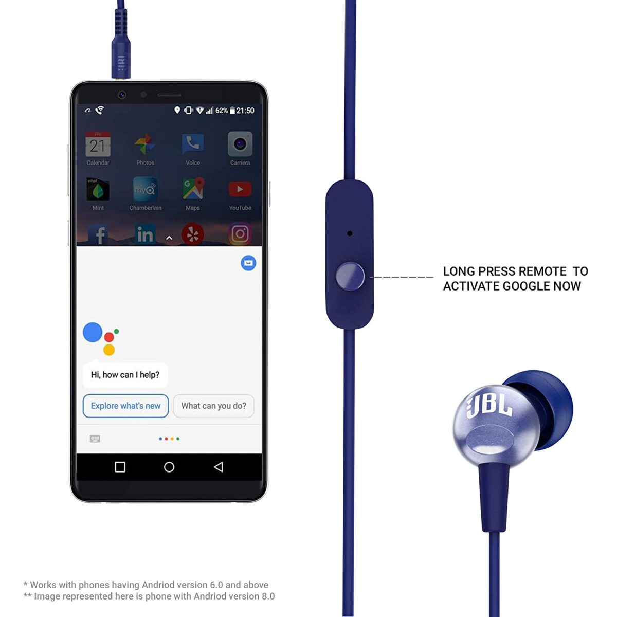 JBL C200SI  in-Ear Premium Headphones with Mic (Mystic Blue) - Image 3