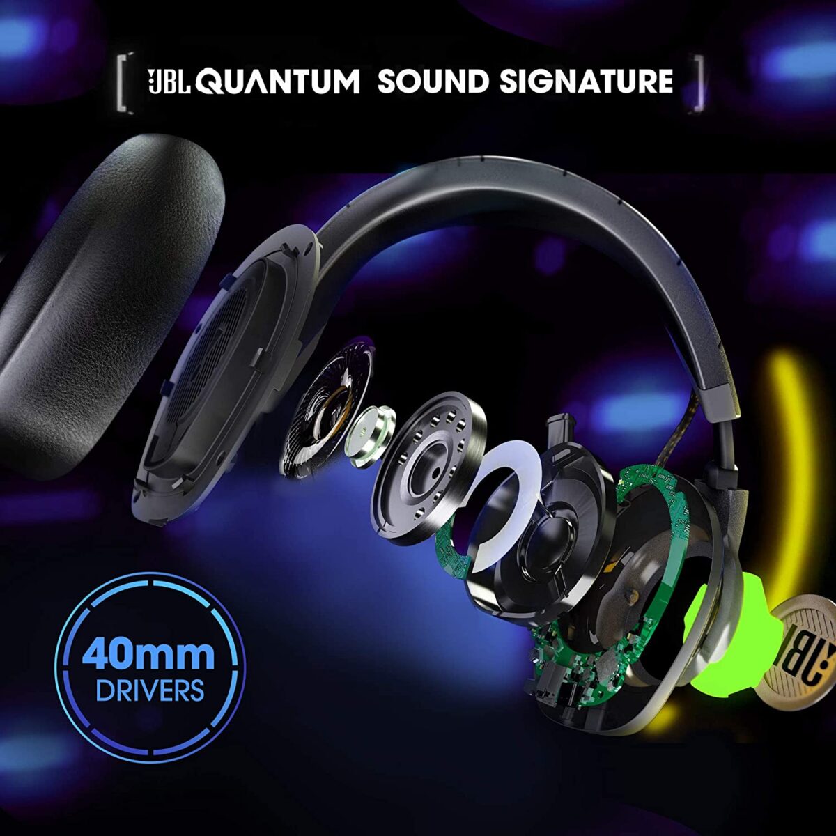 JBL Quantum 100 Wired Over-Ear Gaming Headset (Black) - Image 2