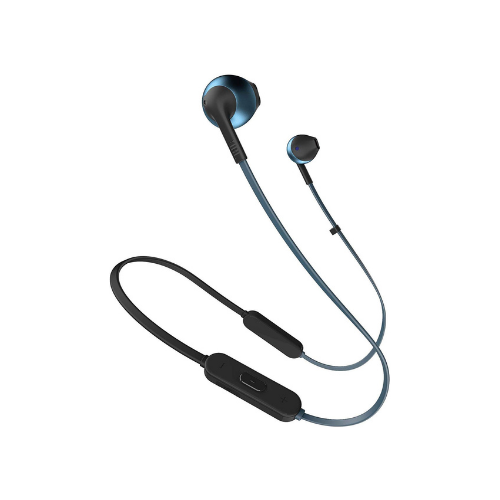 JBL T205BT Pure Bass Wireless Metal Earbud Headphones with Mic (Blue)