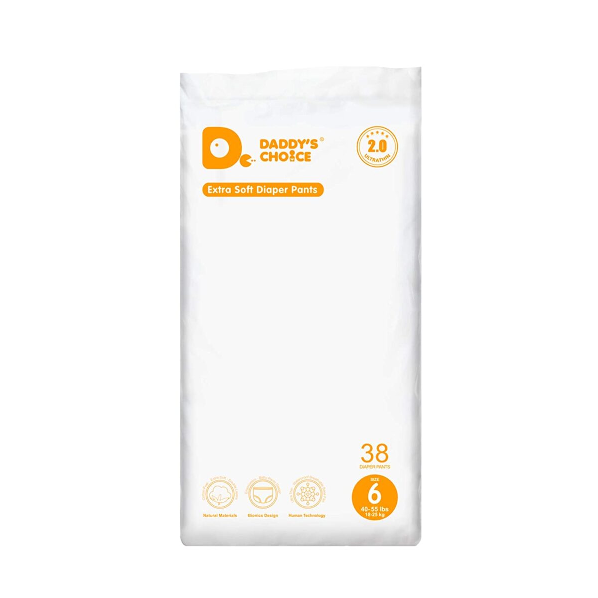 Daddy's Choice Cotton-Feel Pant-Style Diapers with Wetness Indicator - 38 Count - Image 1