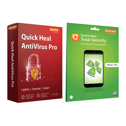 Quick Heal Antivirus Pro (1 PC, 1 Year) Total Security for Android (1 Device, 1 Year)