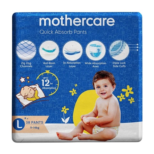 Mothercare Diaper Pants Extra Absorb, Large (9-14 kg), 58 Pcs