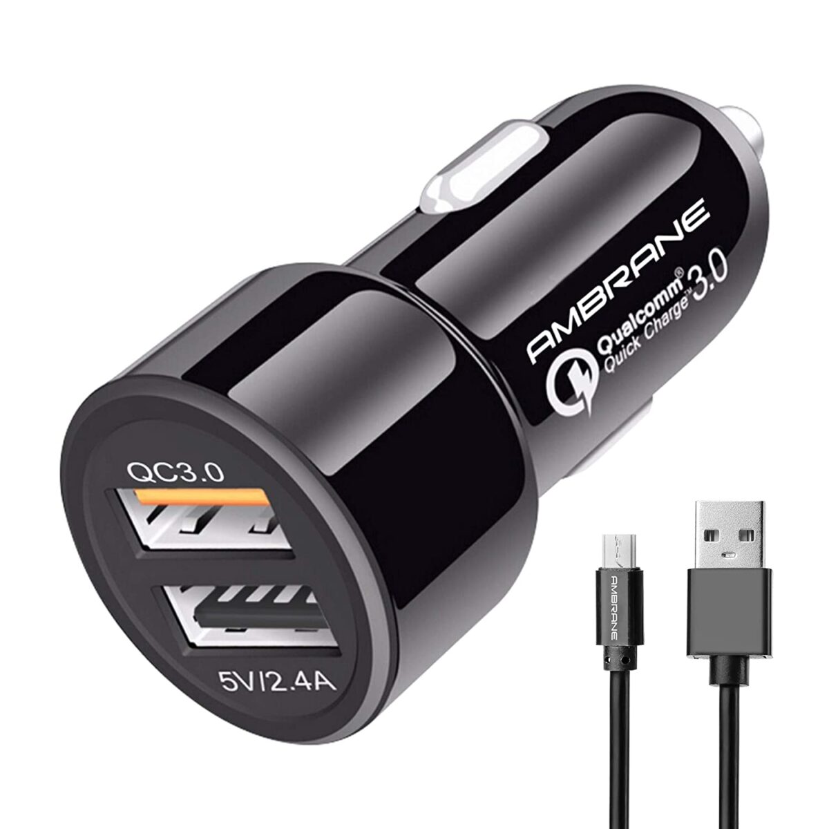 Ambrane 5.4A Dual USB Rapid Car Charger (Black) - Image 1