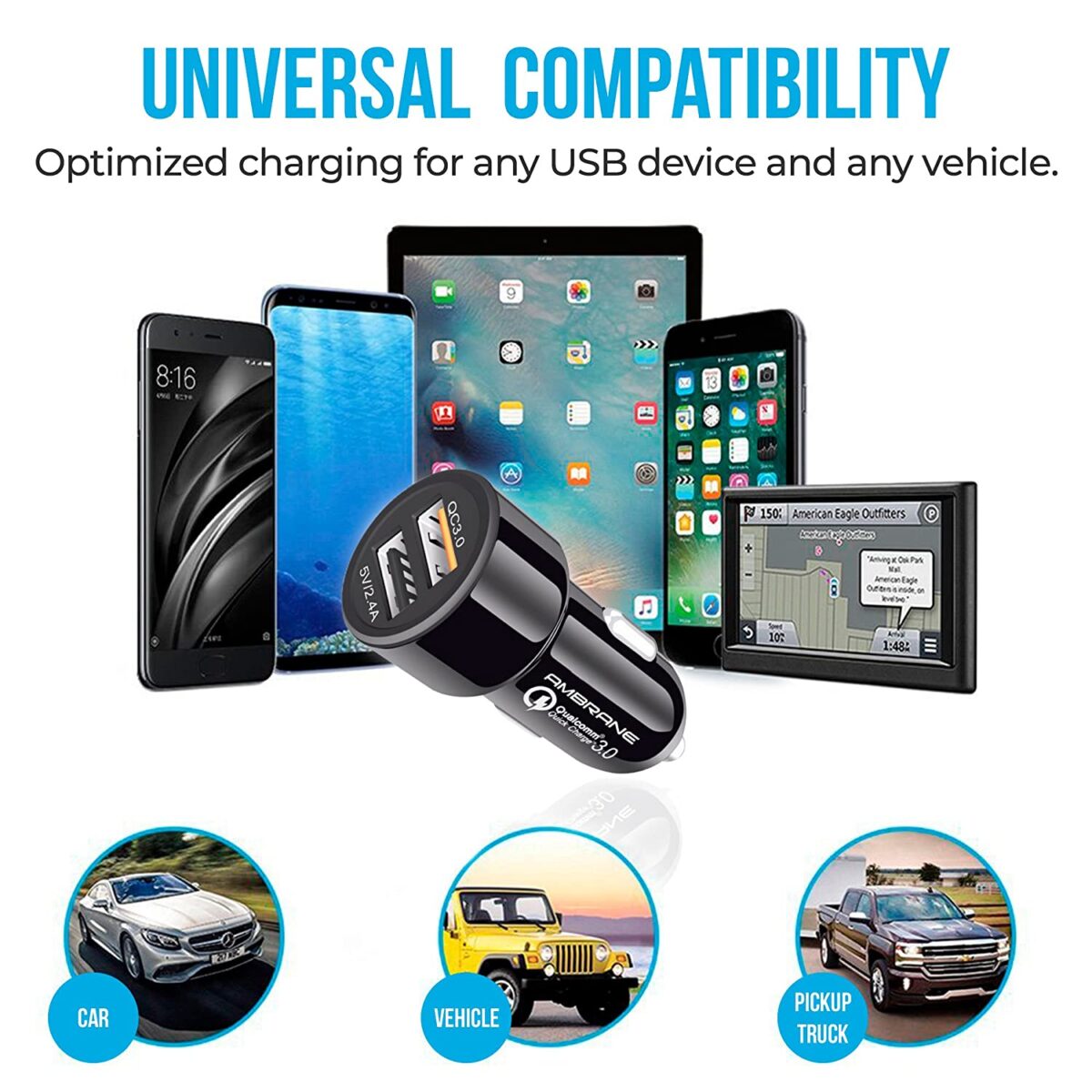 Ambrane 5.4A Dual USB Rapid Car Charger (Black) - Image 5