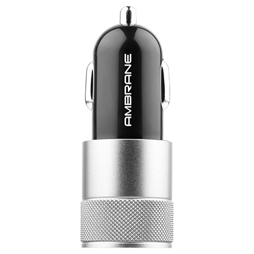 Ambrane 12W Fast Car Charger Dual USB (Black)