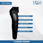 VEGA Men T3 Beard Trimmer For Men (Black) - Image 6