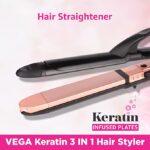VEGA Keratin 3 in 1 Hair Styler - Straightener (VHSCC-03)Rose Gold - Image 5