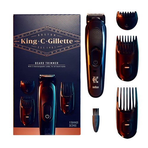 Gillette King C. Cordless Mens Beard Trimmer (Blue, Grey)