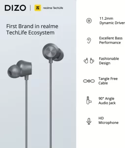 Dizo by realme TechLife DA2106 Wired Earphone (Grey) - Image 5
