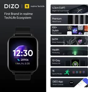 Dizo by realme TechLife Watch 2 DW2118 Smartwatch (Classic Black) - Image 5