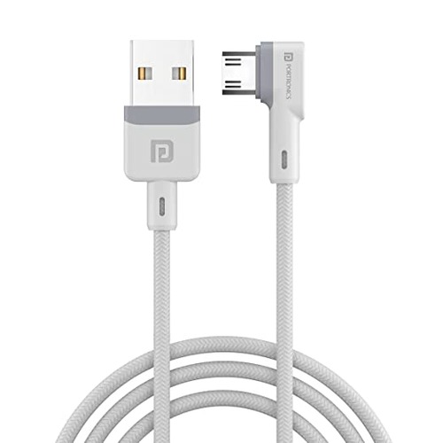 Portronics Konnect L 1.2M Fast Charging 3A Micro USB Cable (White)